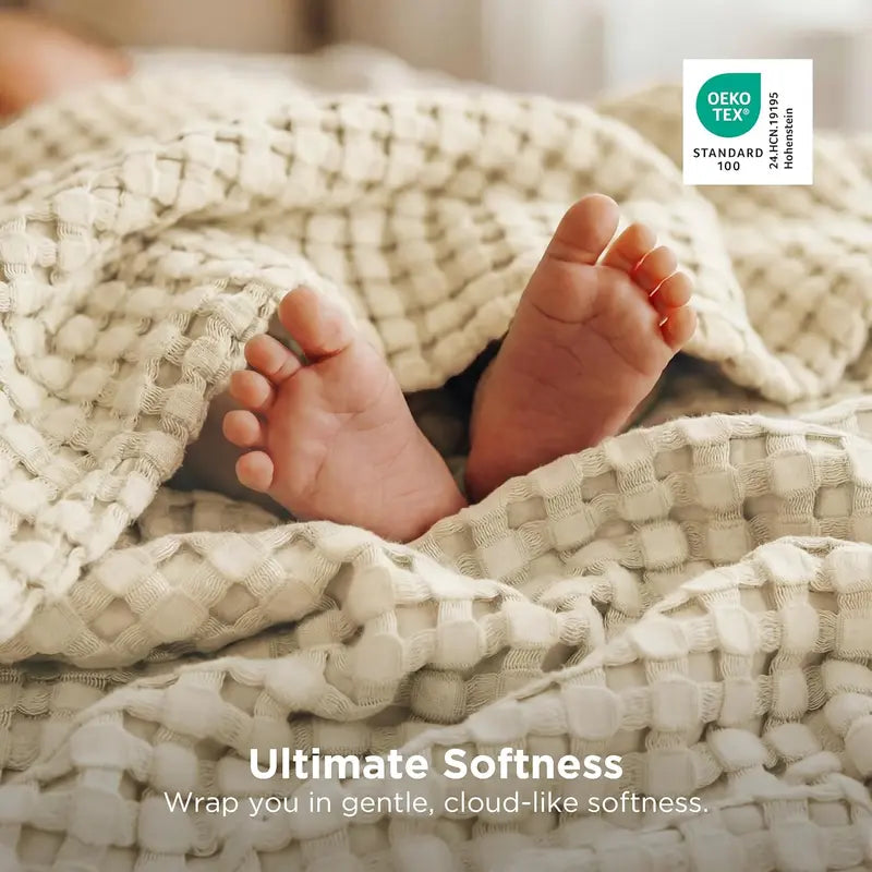 ❄️Cooling Bamboo Waffle Blanket - Soft Breathable Throw for Hot Sleepers