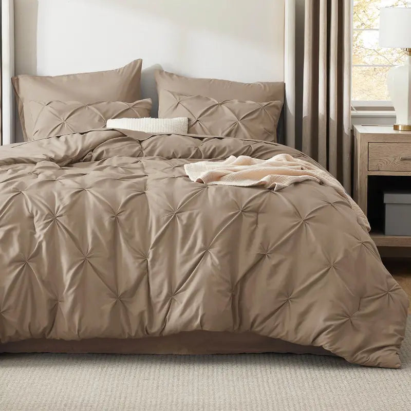 Multi Color Pintuck Comforter Set, Cloud-Like Ultra Soft Breathable All Season Luxury Bedroom Bedding 4/7 Pieces