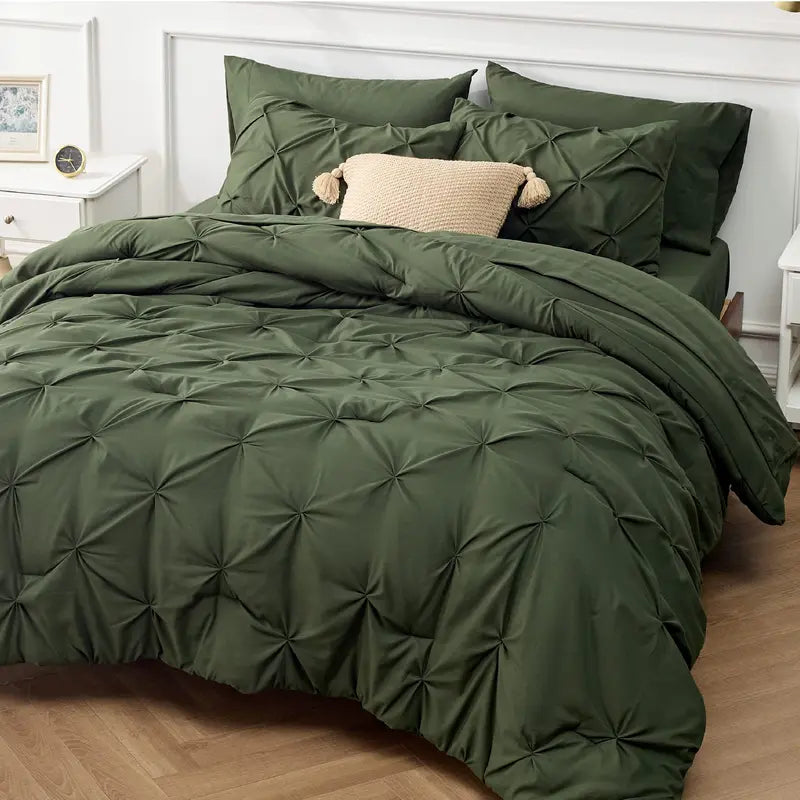 Multi Color Pintuck Comforter Set, Cloud-Like Ultra Soft Breathable All Season Luxury Bedroom Bedding 4/7 Pieces