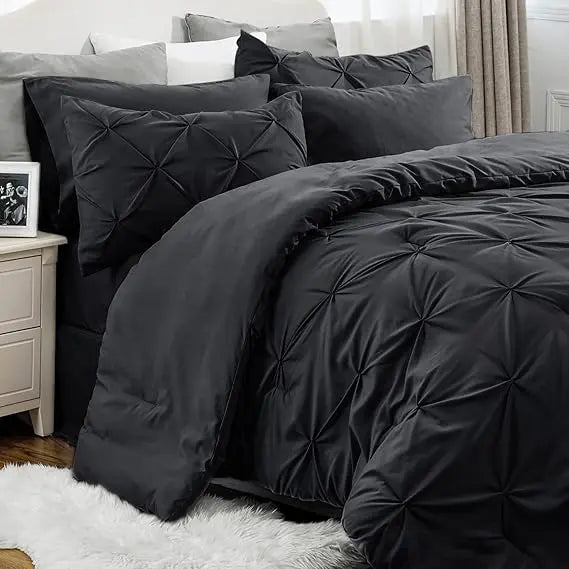 Multi Color Pintuck Comforter Set, Cloud-Like Ultra Soft Breathable All Season Luxury Bedroom Bedding 4/7 Pieces