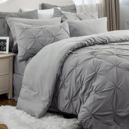 Multi Color Pintuck Comforter Set, Cloud-Like Ultra Soft Breathable All Season Luxury Bedroom Bedding 4/7 Pieces