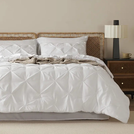 ☁️ 7-Piece King Size Pintuck Comforter Set, All-Season, Ultra-Soft, Machine Washable, Hotel Quality