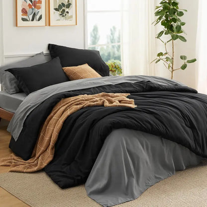 ☁️ 7-Piece King Size Pintuck Comforter Set, All-Season, Ultra-Soft, Machine Washable, Hotel Quality
