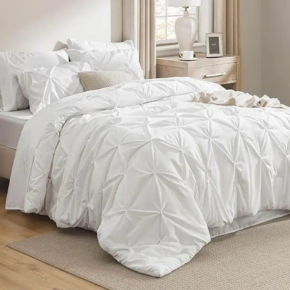 Multi Color Pintuck Comforter Set, Cloud-Like Ultra Soft Breathable All Season Luxury Bedroom Bedding 4/7 Pieces