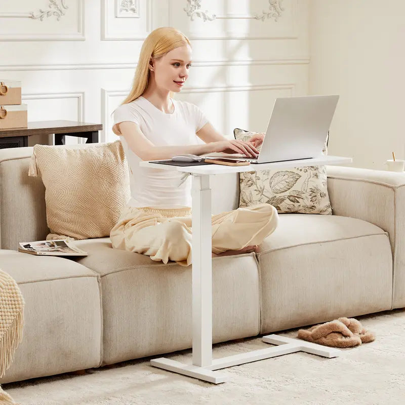 ☁️ Rolling Height Adjustable Overbed Table, Mobile Laptop Desk for Bedroom, Hospital & Dorm