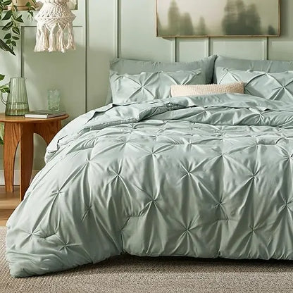 Multi Color Pintuck Comforter Set, Cloud-Like Ultra Soft Breathable All Season Luxury Bedroom Bedding 4/7 Pieces