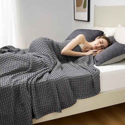 ❄️Cooling Bamboo Waffle Blanket - Soft Breathable Throw for Hot Sleepers