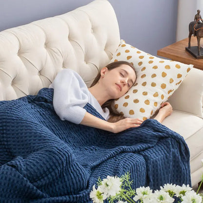 ❄️Cooling Bamboo Waffle Blanket - Soft Breathable Throw for Hot Sleepers