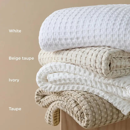 ❄️Cooling Bamboo Waffle Blanket - Soft Breathable Throw for Hot Sleepers