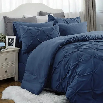 Multi Color Pintuck Comforter Set, Cloud-Like Ultra Soft Breathable All Season Luxury Bedroom Bedding 4/7 Pieces