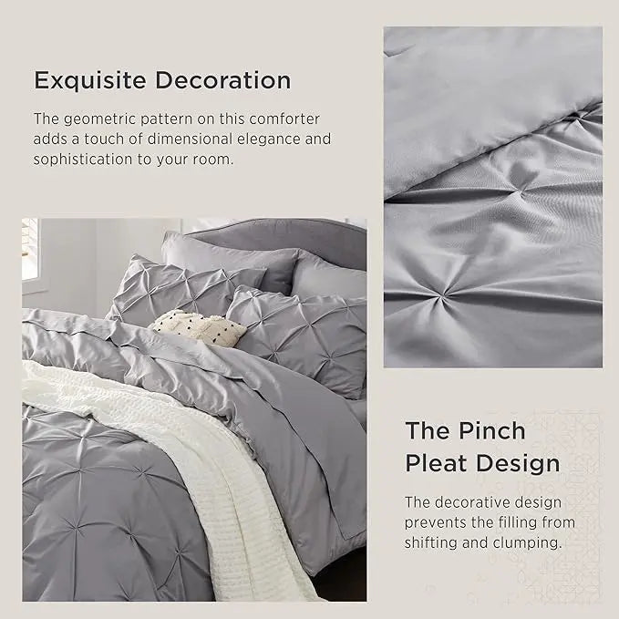 Multi Color Pintuck Comforter Set, Cloud-Like Ultra Soft Breathable All Season Luxury Bedroom Bedding 4/7 Pieces