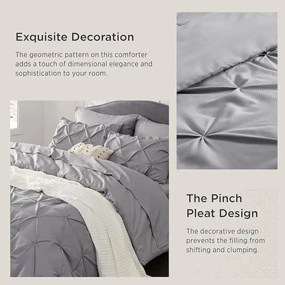Multi Color Pintuck Comforter Set, Cloud-Like Ultra Soft Breathable All Season Luxury Bedroom Bedding 4/7 Pieces