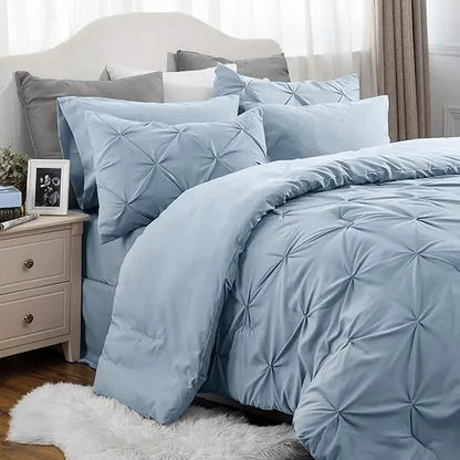 Multi Color Pintuck Comforter Set, Cloud-Like Ultra Soft Breathable All Season Luxury Bedroom Bedding 4/7 Pieces