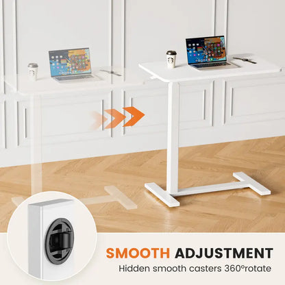 ☁️ Rolling Height Adjustable Overbed Table, Mobile Laptop Desk for Bedroom, Hospital & Dorm