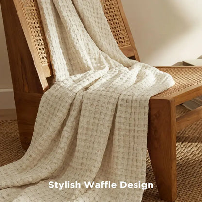 ❄️Cooling Bamboo Waffle Blanket - Soft Breathable Throw for Hot Sleepers