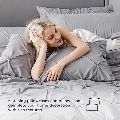 Multi Color Pintuck Comforter Set, Cloud-Like Ultra Soft Breathable All Season Luxury Bedroom Bedding 4/7 Pieces