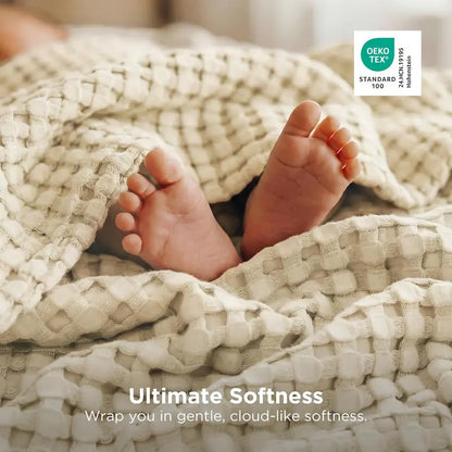 ❄️Cooling Bamboo Waffle Blanket - Soft Breathable Throw for Hot Sleepers