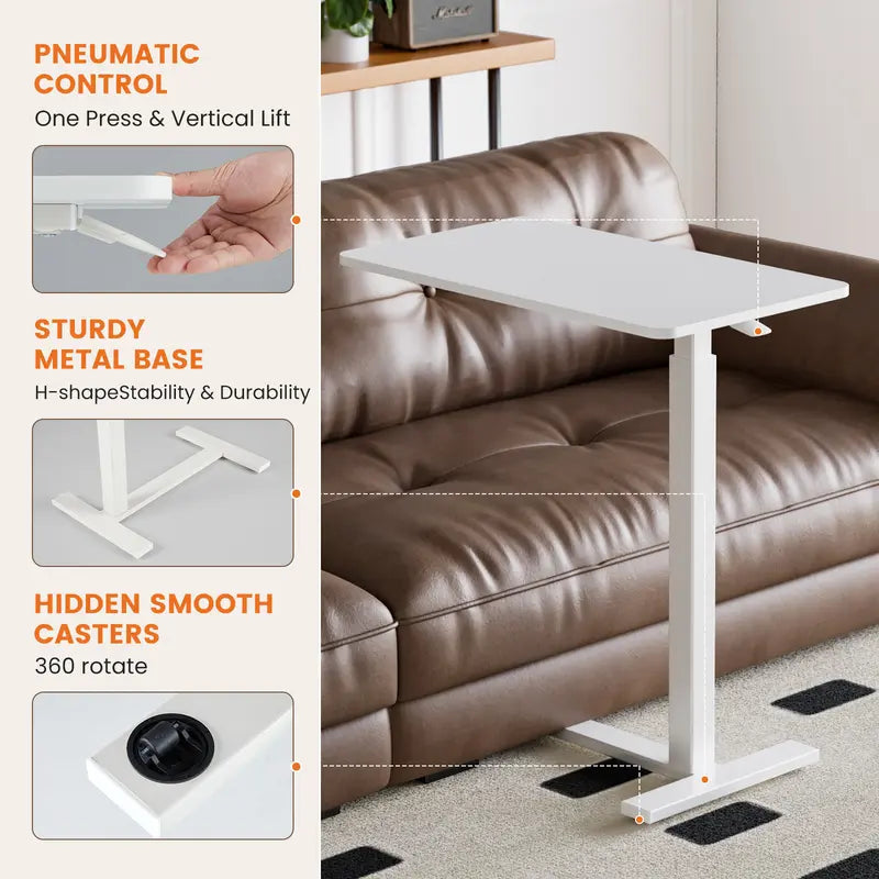 ☁️ Rolling Height Adjustable Overbed Table, Mobile Laptop Desk for Bedroom, Hospital & Dorm
